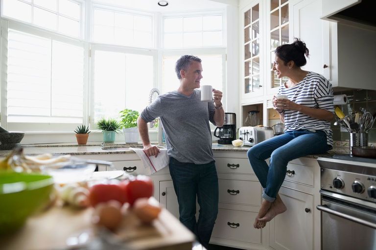 Couple at home in their domicile